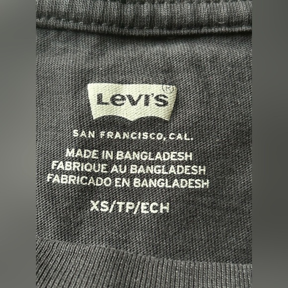 Levi’s Black Graphic Logo T-Shirt The Original Slogan Tee Size XS - Picture 3 of 3